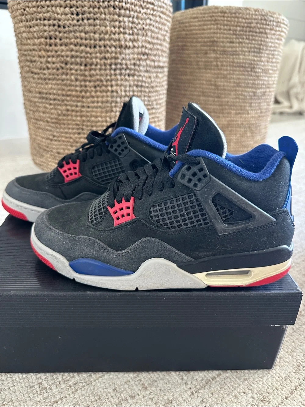 Air Jordan 4 Retro black fire red deep royal blue